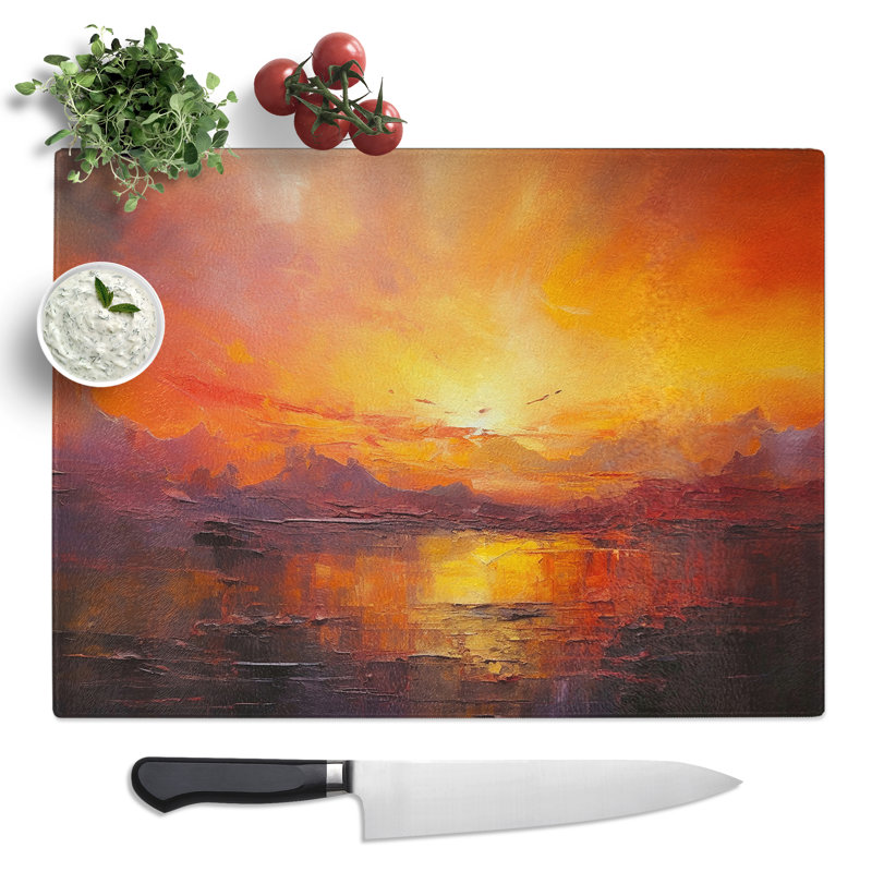 Sunrise Abstract  Glass Chopping Board