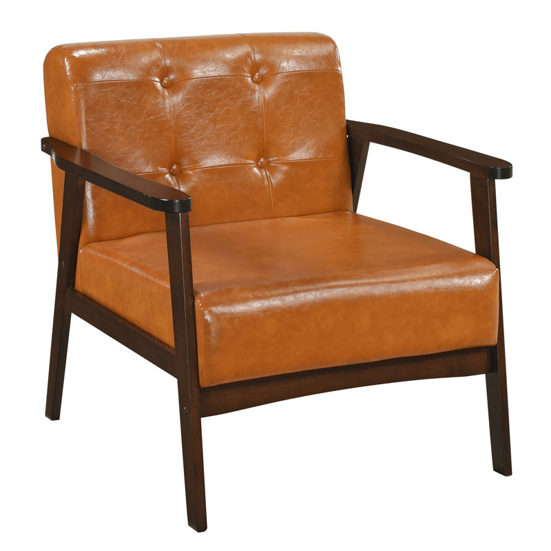 Kandas Faux Leather Armchair, Light Brown Faux Leather