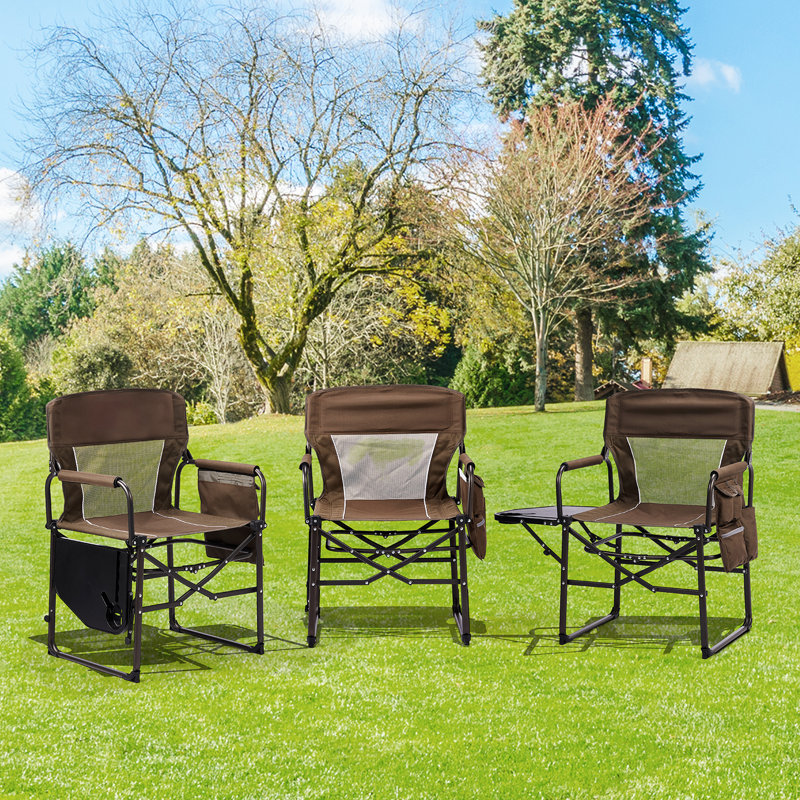 Metal Folding Beach Chair(Set Of), 2, Brown