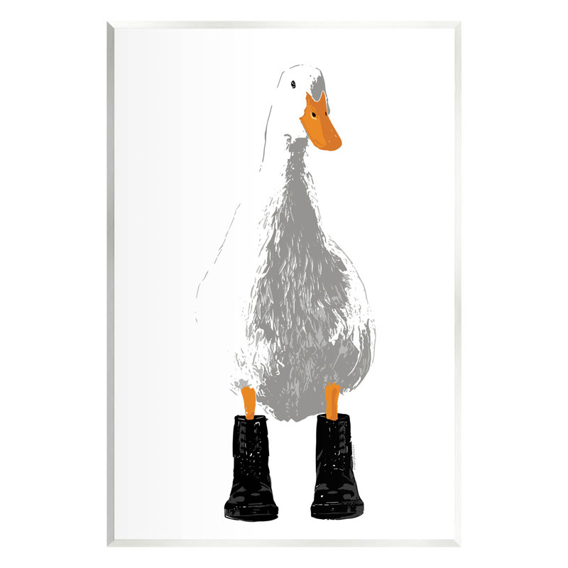 Canard blanc portant des bottes de pluie, art mural par Kamdon Kreations, H 19 po x l 13 po x P 0,5 po