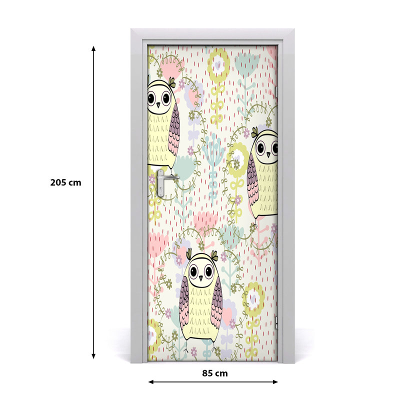 Owl Wall Door Decal, 205cm H x 85cm W