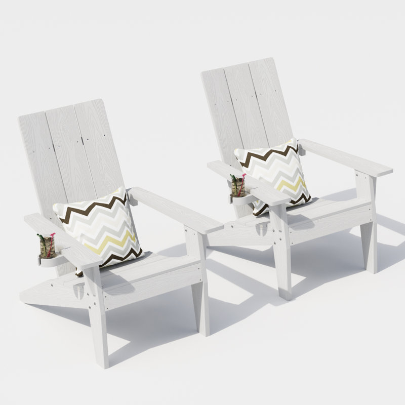 Chastan Outdoor Adirondack Set, White