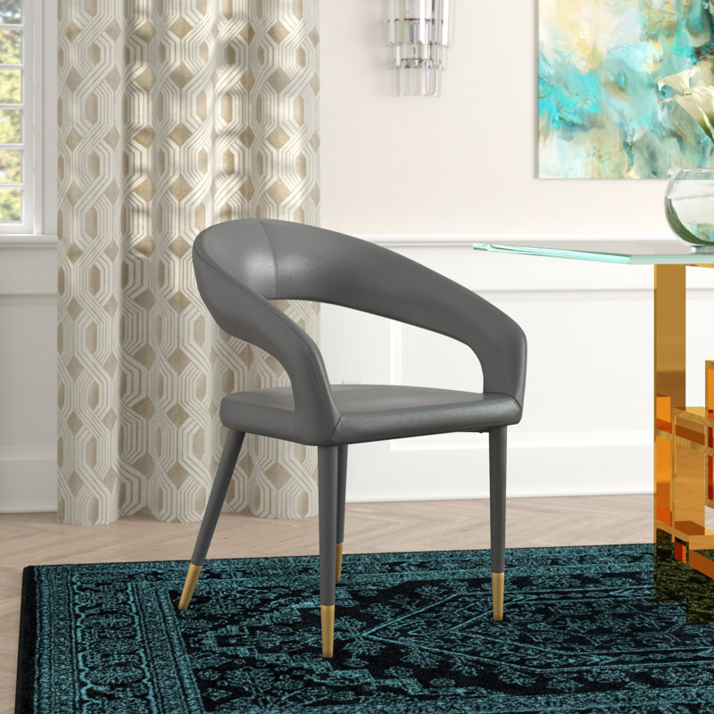 Destiny Upholstered Parsons Chair, Grey Vegan Leather
