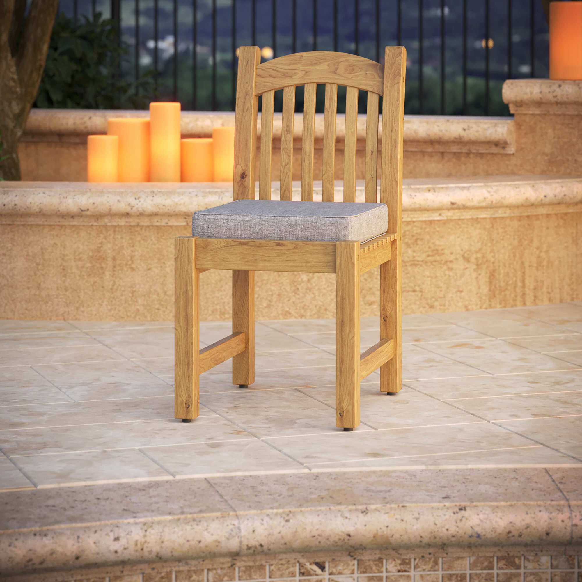 Sunbrella® Outdoor Dining Chair Seat Cushion, Canvas Granite Sunbrella® Canvas, 17" W x 17" D