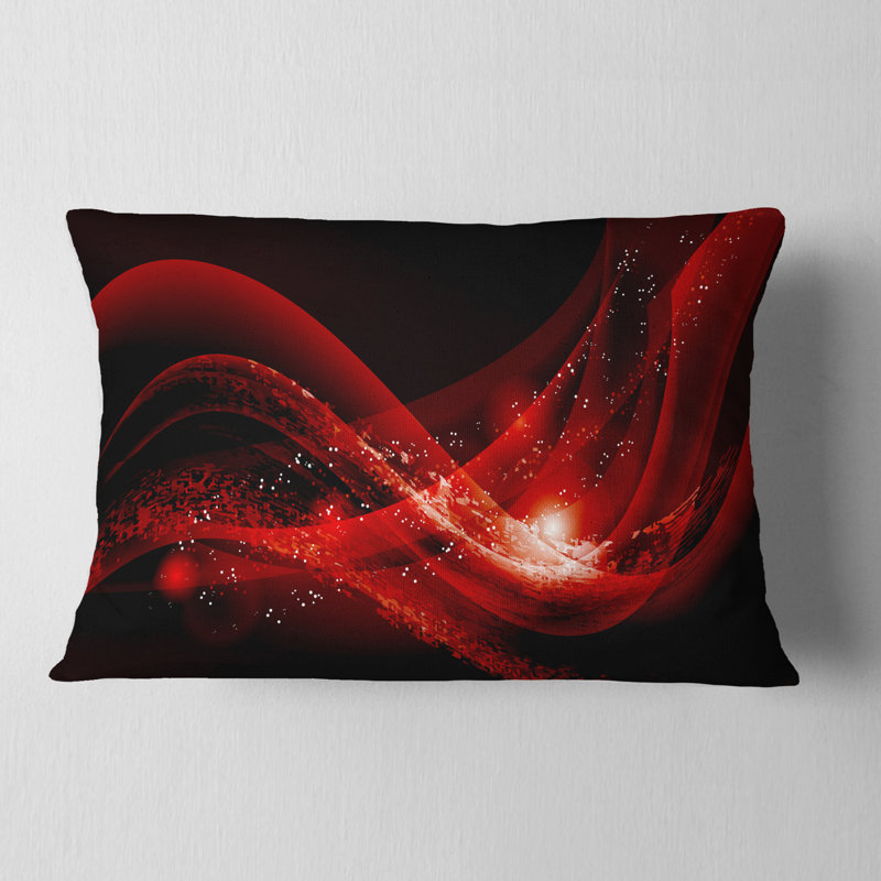 Coussin à imprimé abstrait rouge foncé