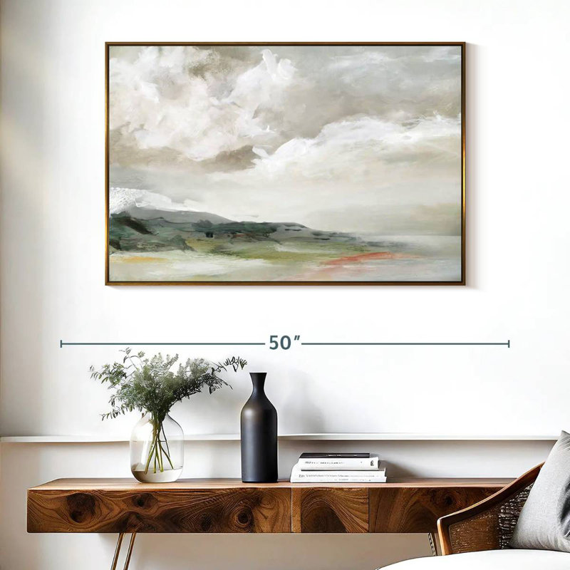 Chianna terre et nuages, Cadre flottant doré, 40 po x 27 po