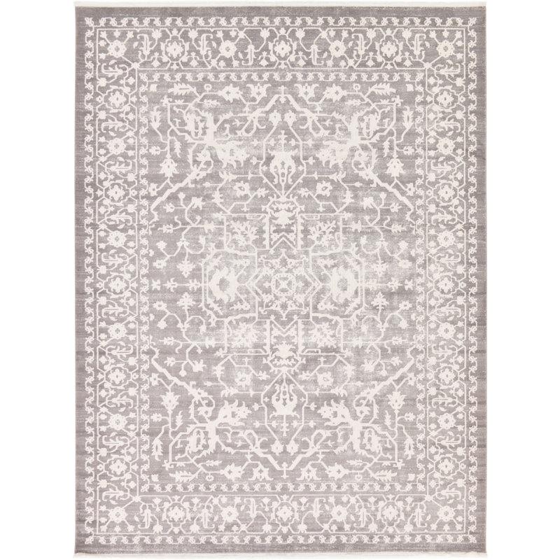Folkeste Oriental Area Rug, Rectangle 6'8" x 10', Gray