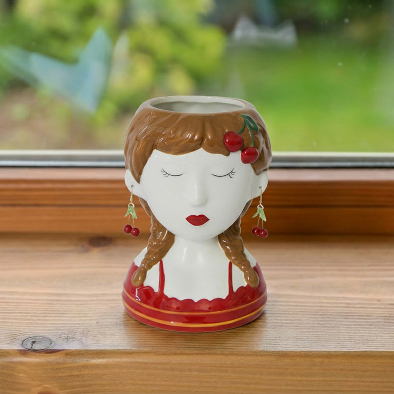Ceramic Cherry Lady Planter