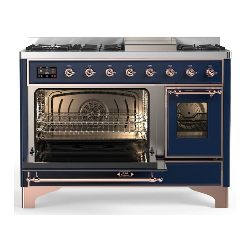 Majestic III Series 48 Inch Dual Fuel Range with 5 Sealed Burners, Griddle, Frenchtop in Matte Graphite (Liquid Propane, Burnished Trim)