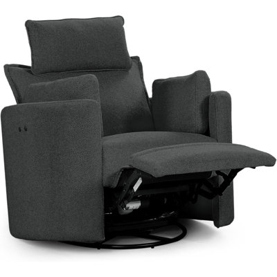 Cozy Soft Grey Swivel Power Recliner With Adjustable Headrest And Footrest, Grey
