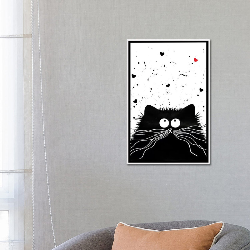 Félin affectueux par Kim Haskins-impression d’art graphique, H 26 po x l 18 po x P 1,5 po, Toile blanche encadrée