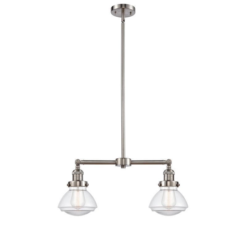 Luminaire suspendu linéaire à 2 lumières pour îlot de cuisine Chesterville, Transparent, Nickel satiné brossé