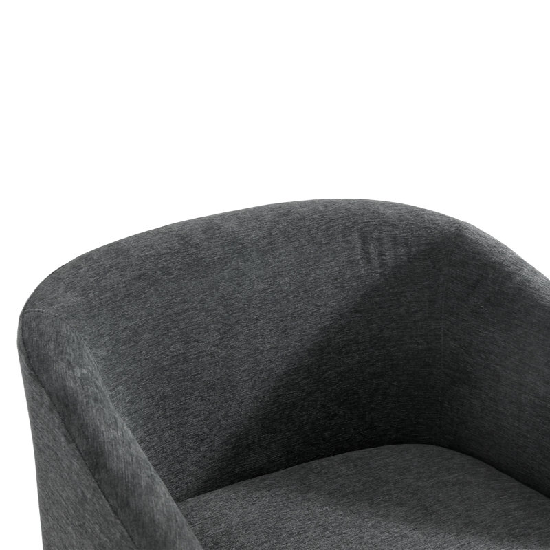 Applewold Upholstered Gray Chenille Swivel Barrel Chair with Solid Wood Base, Gray Chenille