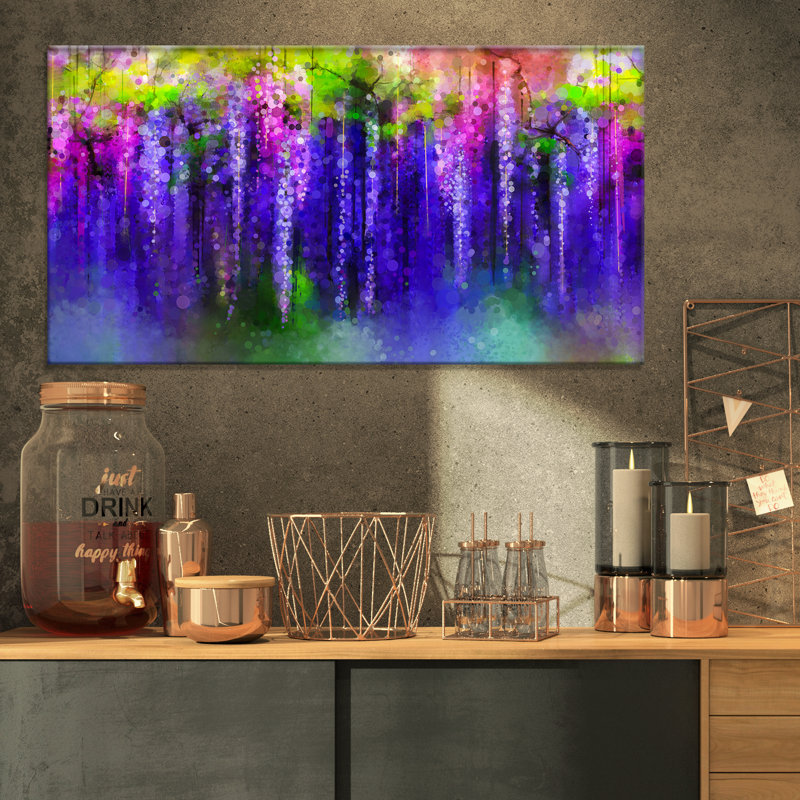 « spring purple floral wisteria tree », reproduction d’impression sur toile tendue, H 16 po x l 32 po x P 1 po