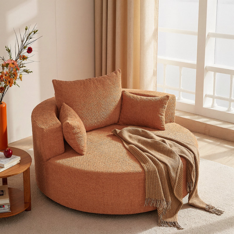 Fauteuil demi-tonneau pivotant à 360 degrés avec coussins amovibles, Rouge