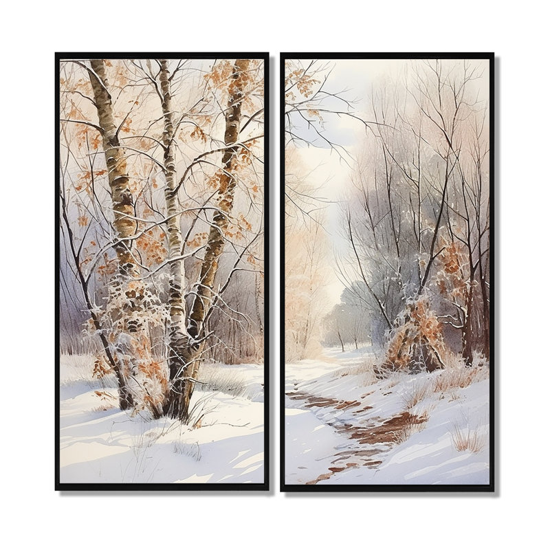 «Trees Charm In Winter - Trees», art mural sur toile, H 40 po x l 40 po, Reproduction encadrée sans passe-partout, Noir