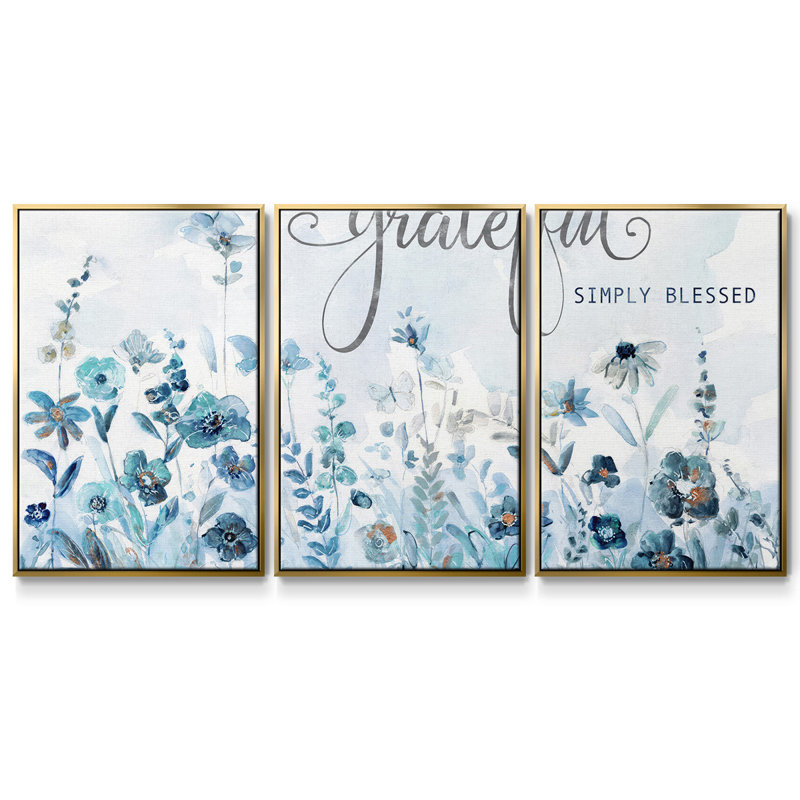 «Glittering Meadow», reproduction sur toile 3 pièces, Or, H 24 po x l 48 po x P 2 po