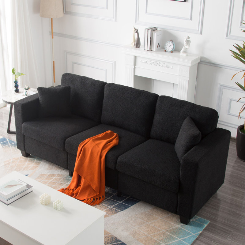 86.6'' Upholstered Sofa, Black