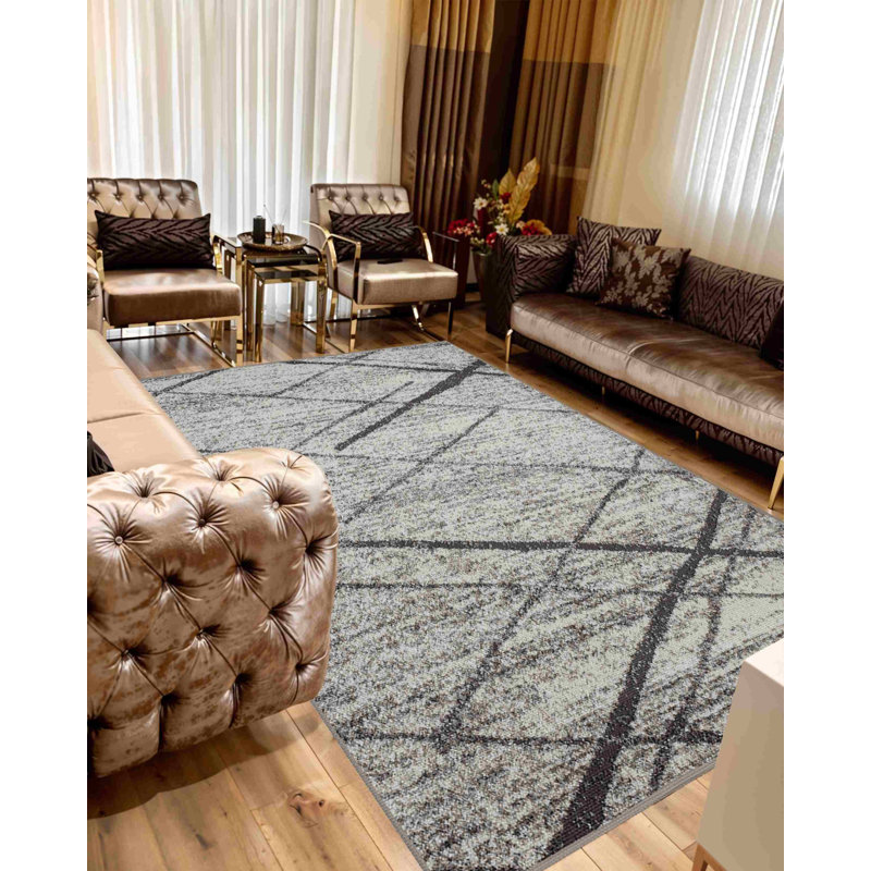 Tapis Menchaca DESIGN 9917 - Gris, Rectangle 9 pi 2 po x 12 pi 6 po