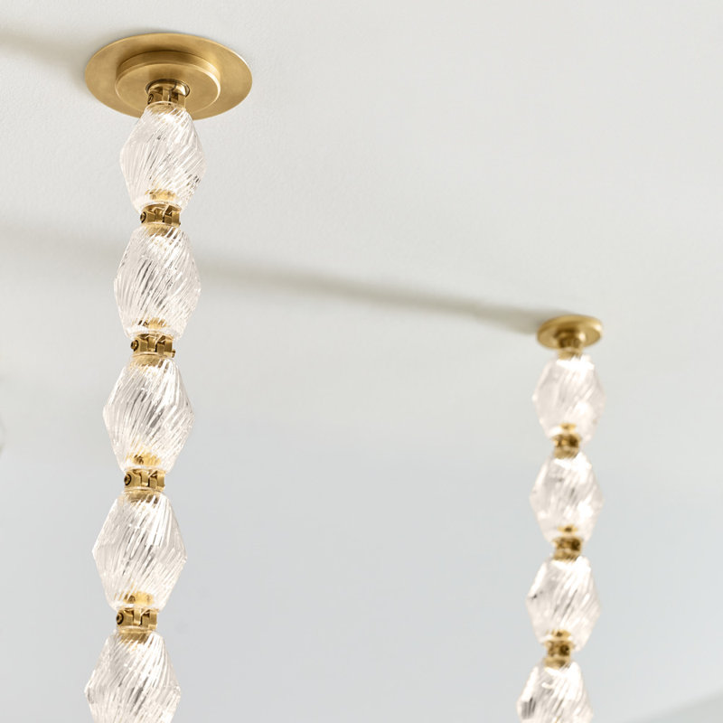 Collier LED Chandelier, Natural Brass, 132"