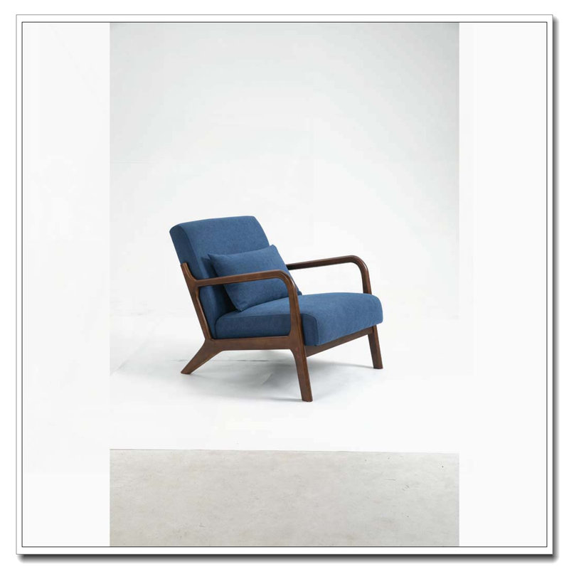 Chaise d'appoint moderne avec structure en bois, Cotton Linen, Blanc