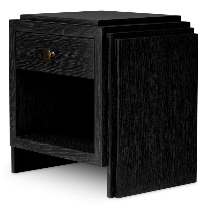 ArtDeco 1 - Drawer Nightstand, Charcoal Gray Oak