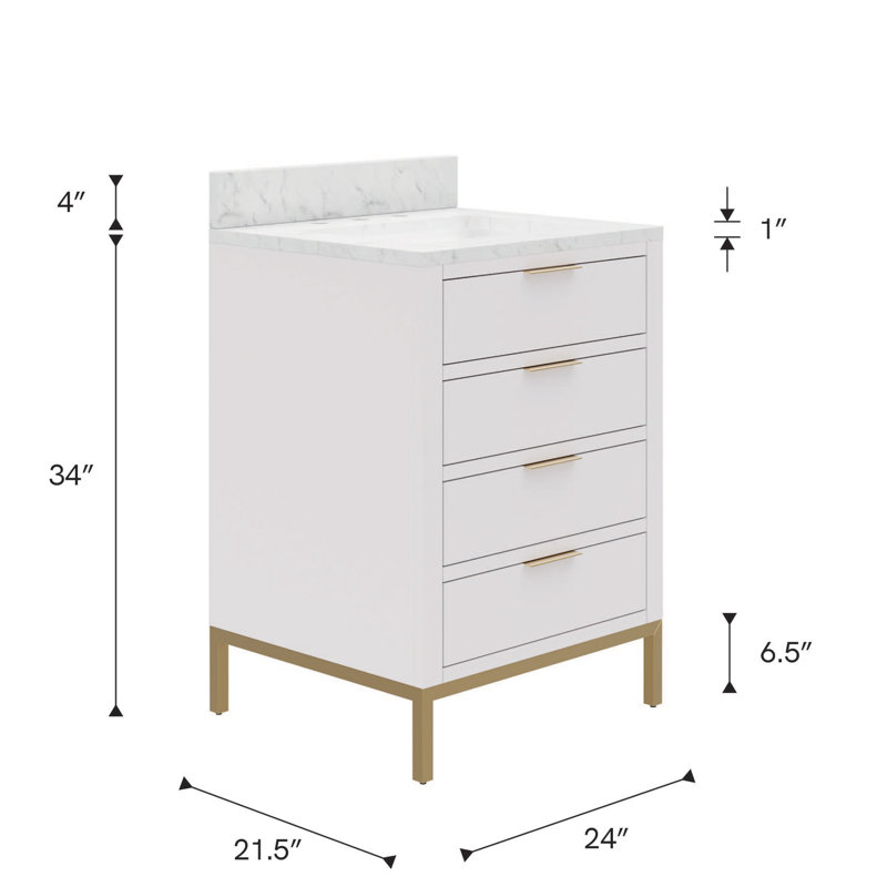30'' W Single Vanity, Pure White, 24", No