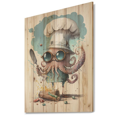 Alyvia Harison Octopus dans la cuisine - impression sur bois sans cadre