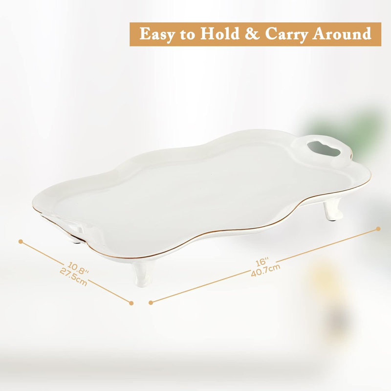 Ceramic Handle Tray, White