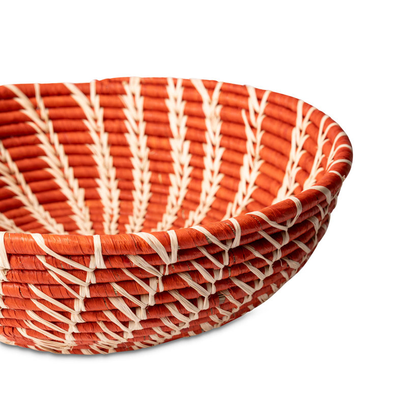 Raffia Stitched Basket, Terracotta