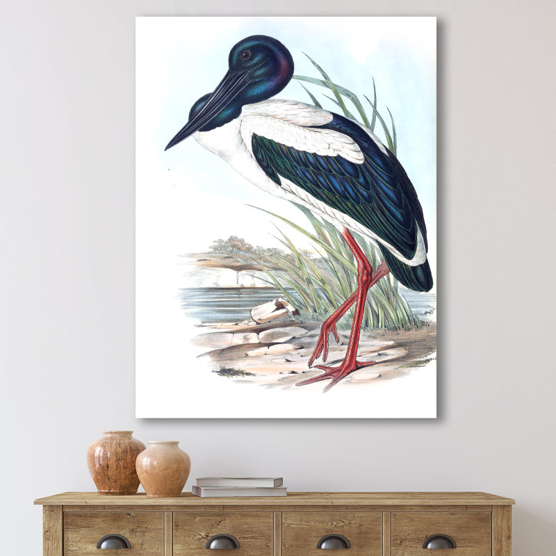 Oiseaux australiens rétro I - Impression sur toile, H 20 po x l 12 po x P 1po, Toile tendue