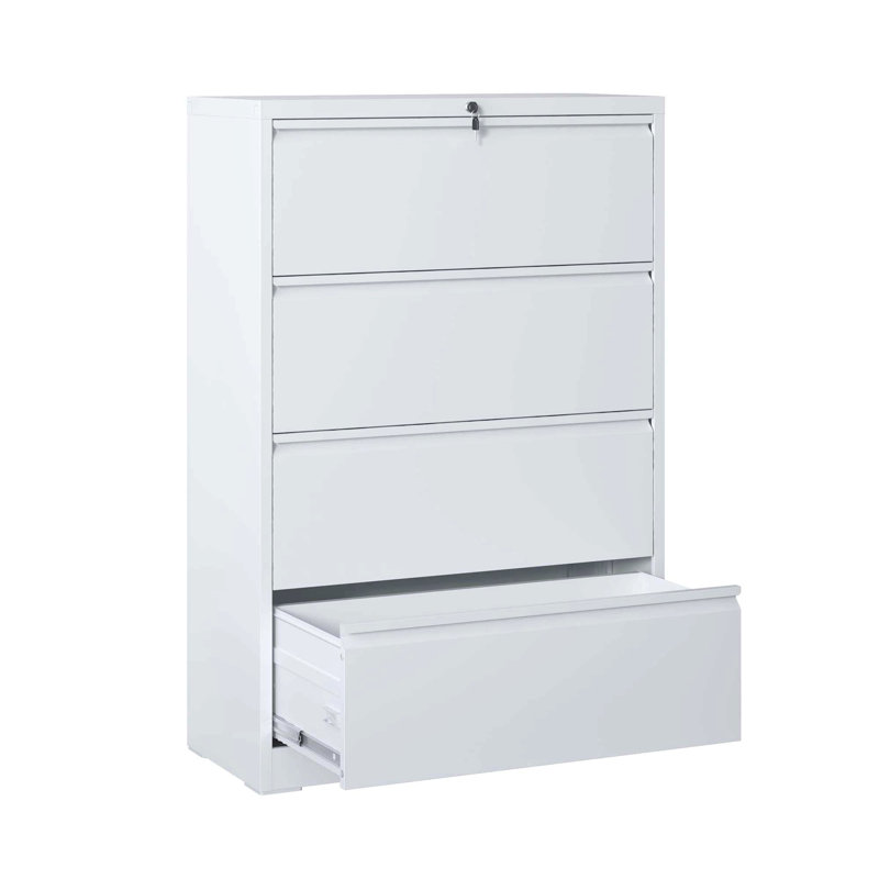Lateral File Cabinet 4 Drawer, Filing Cabinet With Lock, Lockable File Cabinet For Home Office, Locking Metal File Cabinet For Legal/Letter/A4/F4 Size