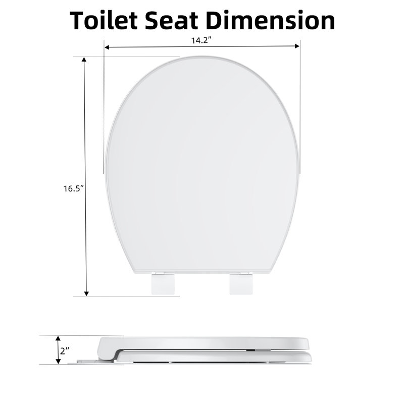Toilet Seat, Round Toilet Seat, Quick-Release Structure Toilet Seat, Quick-Attach Hardware & Full Flat With Grip-Tight Bumpers, Quiet-Close Seat, White