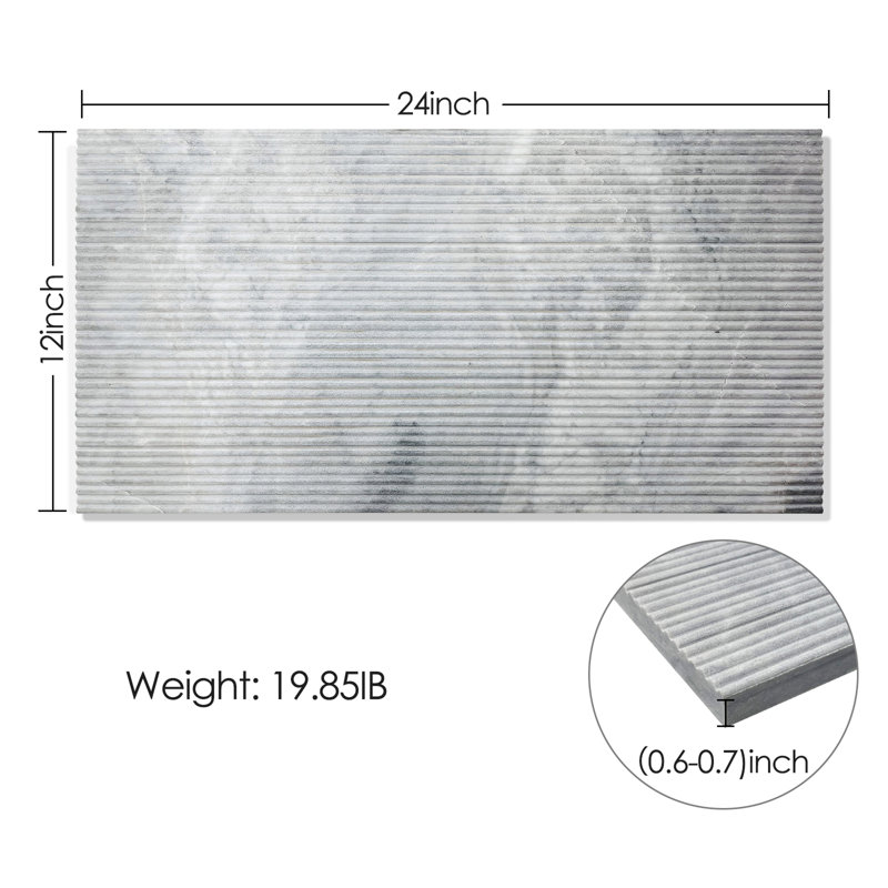 Marbre de Carrare, marbre naturel, pour mur, fini texturé ol, marbre cannelé 3D, pierre naturelle