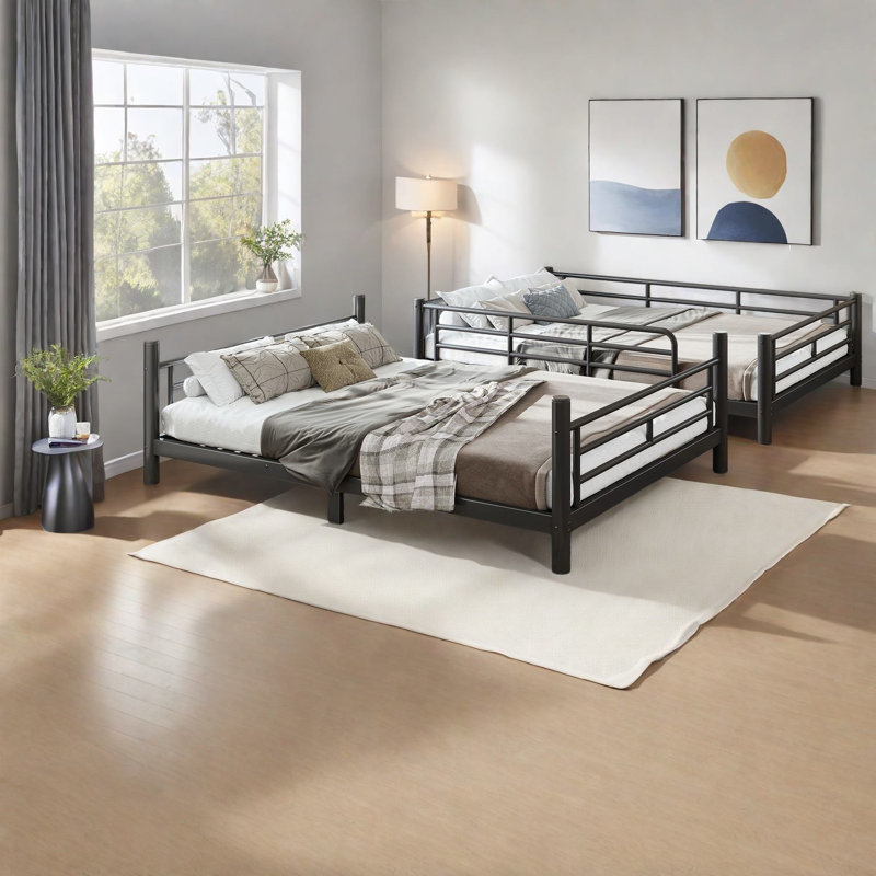 Lits peu encombrants, lit superposé double au-dessus de double, chambre d'amis moderne