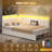Corner bed frame with storage drawers, sofa bed with metal upholstered frame, bed unit with LED lights and charging station, modern bed frame (beige)-213568552-213568554