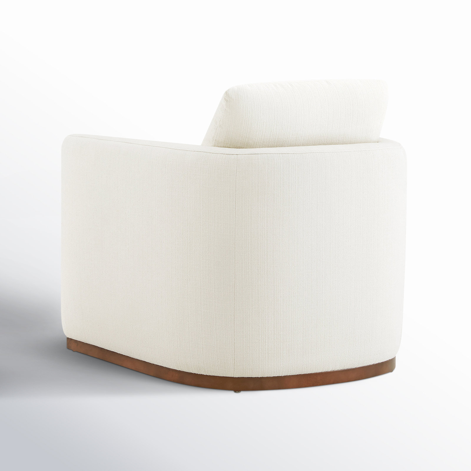 Bobbi Rounded Back Upholstered Swivel Armchair, Flannigan Cotton White Performance Weave
