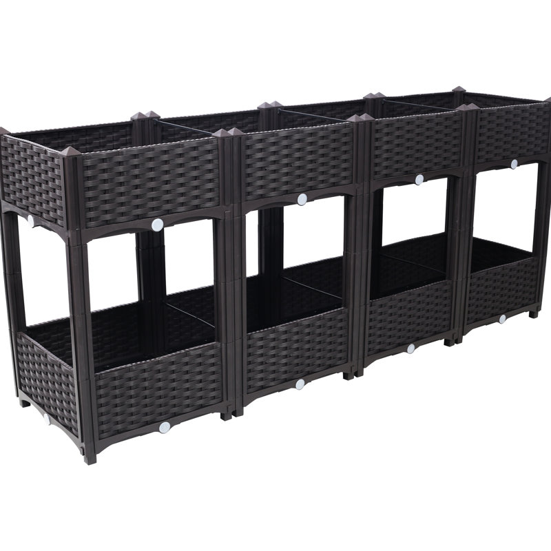Raised Bed For Outdoor Gardening - 31.5"x15.7"x27.7" Black Polypropylene With Drainage For Vegetable, Flower, Herb Elevated Bountiful Gardens