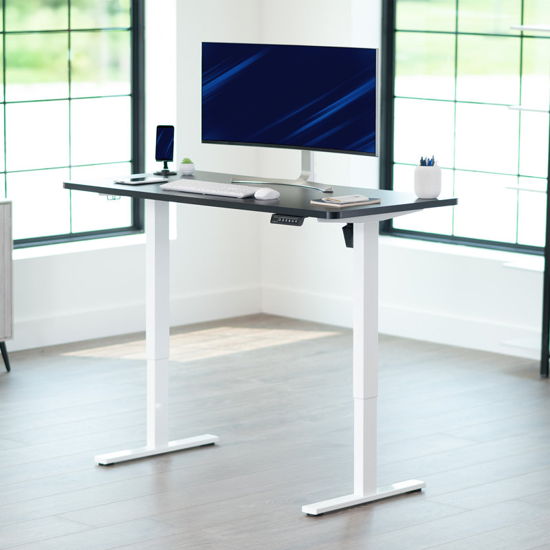 Bureau debout électrique VIVO 55 po x 28 po, Blanc, Noir