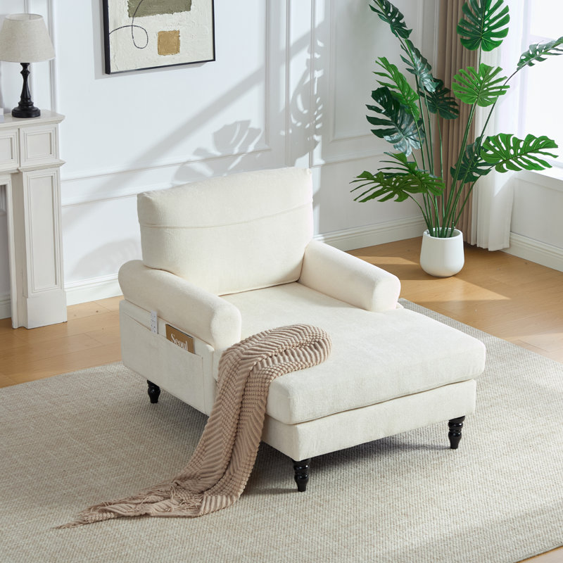Chaise longue rembourrée 38,2 po, Beige