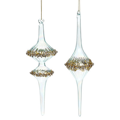 Ornement cannelé en cristal scintillant 9-10 pouces, ensemble de 12