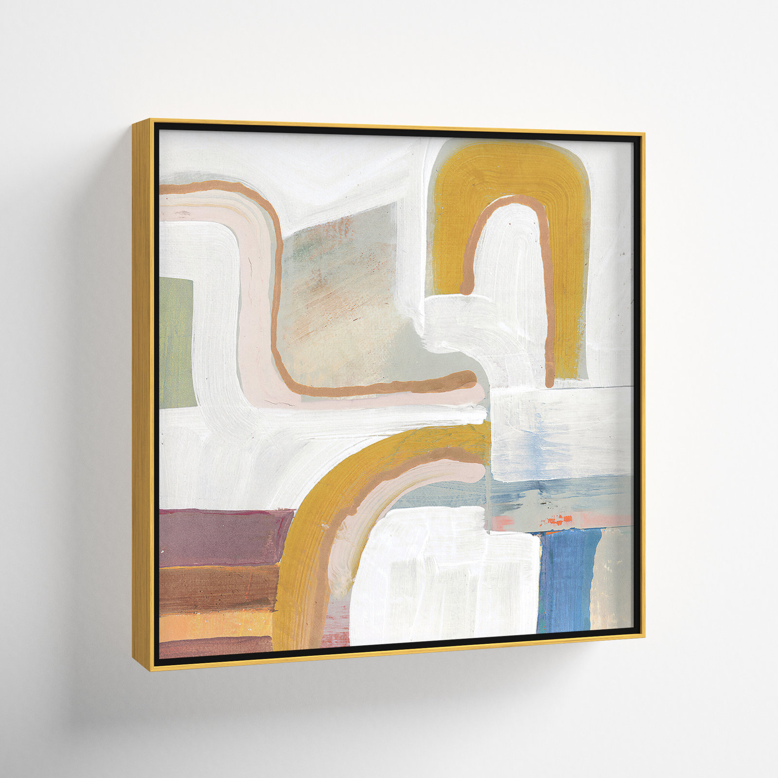 Copeland "Together Again I" Painting by Cartissi, 37.5" H x 37.5" W, Espresso