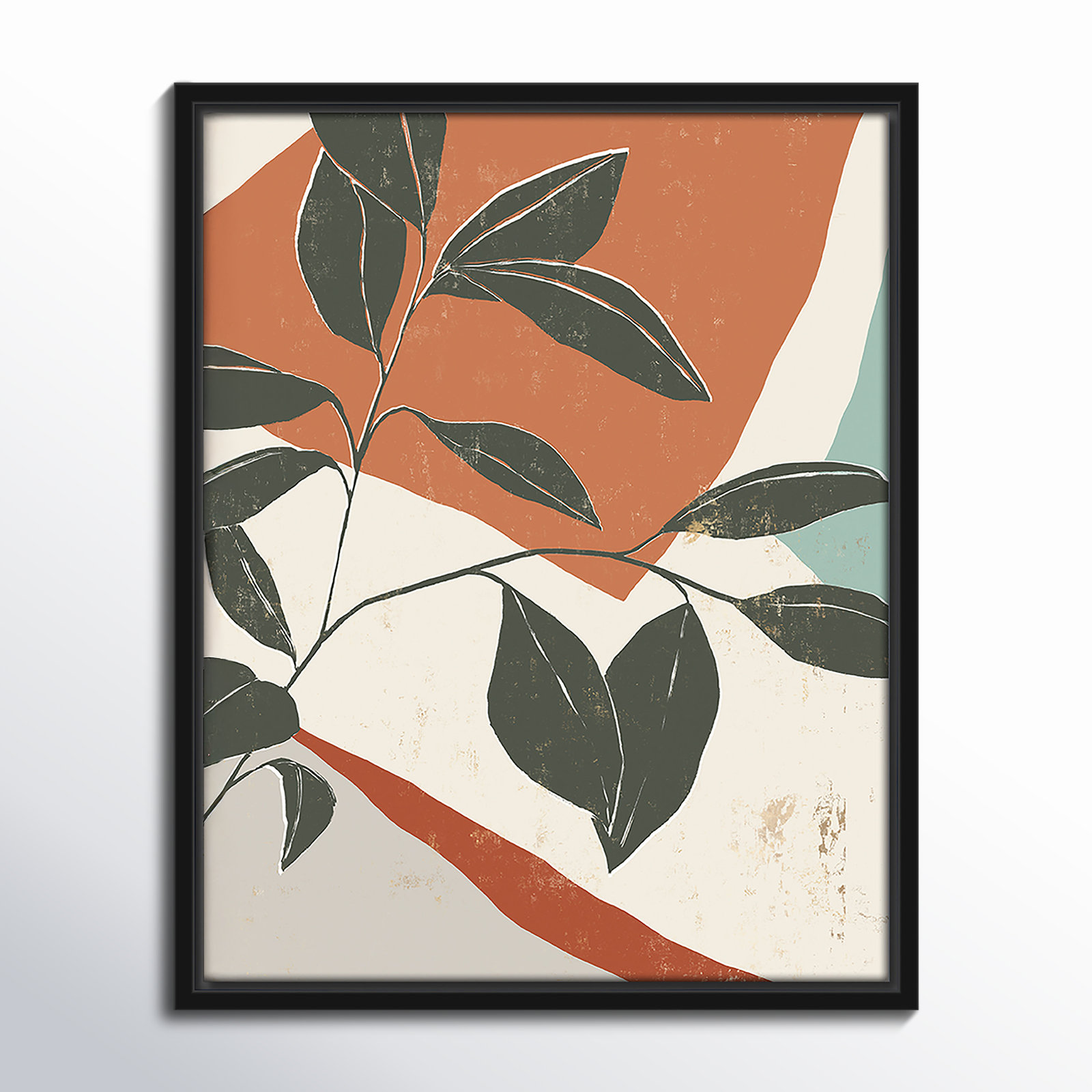 Cutout Leaves "Cutout Leaves I" Print, 15.5" H x 12.5" W x 2" D, Black Framed