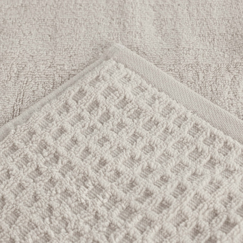  Ensemble de serviettes de bain en coton Zero-Twist - texture gaufrée nid d'abeille - séchage rapide, Pierre