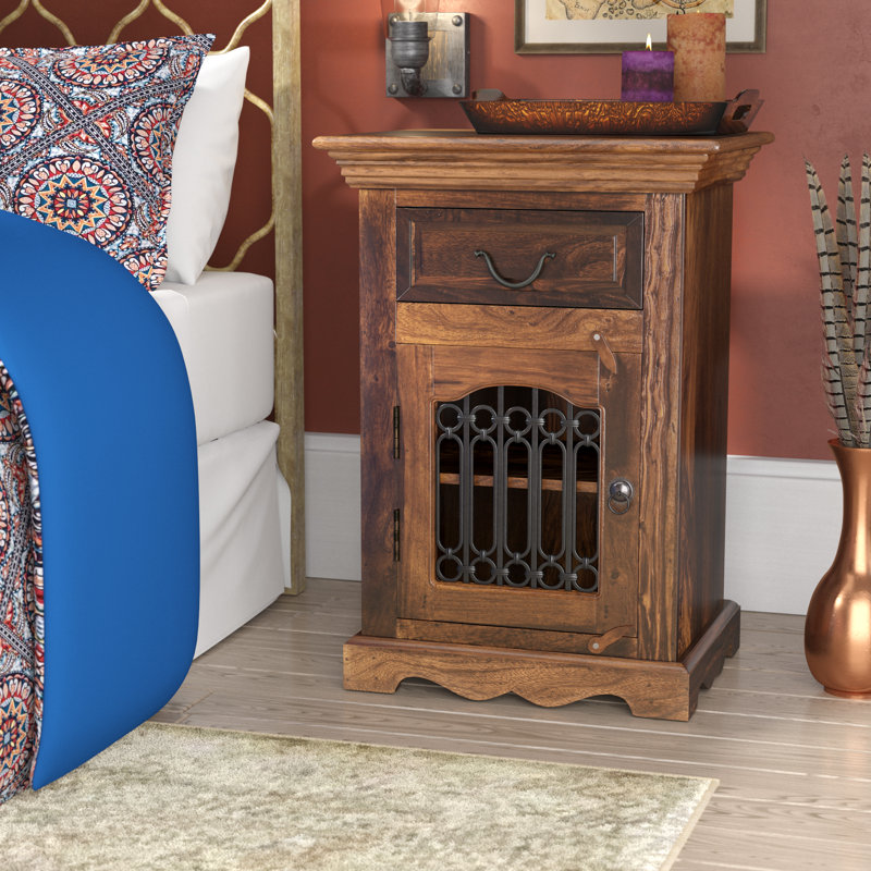 Jali Indian 50cm W Solid Wood Bedside Table