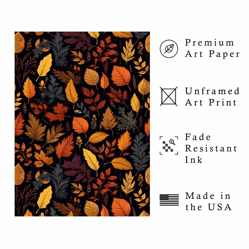«Botanical Fall Botanical Leaves», impression de chalet sans cadre IV, H 7 po x l 5 po
