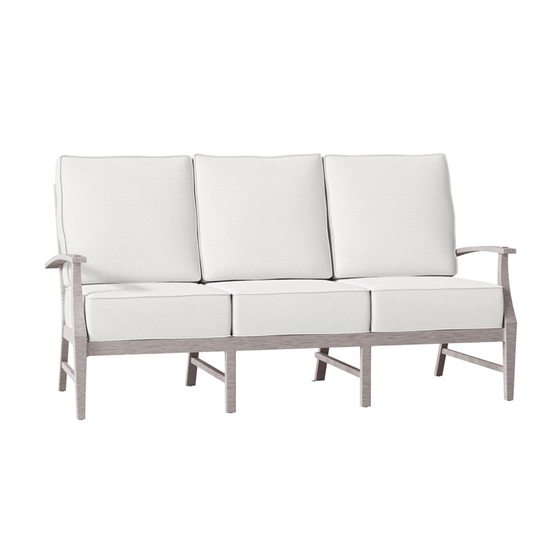 Croquet 76" Wide Outdoor Patio Sofa with Cushions, Welt, Oyster , Canvas Sand