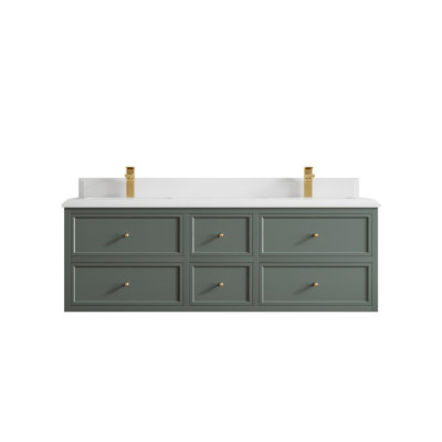 Roswell Floating 60'' Double Bathroom Vanity with Quartz Top