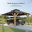Pavillon de jardin en bois massif à toit double, gris foncé-110908957