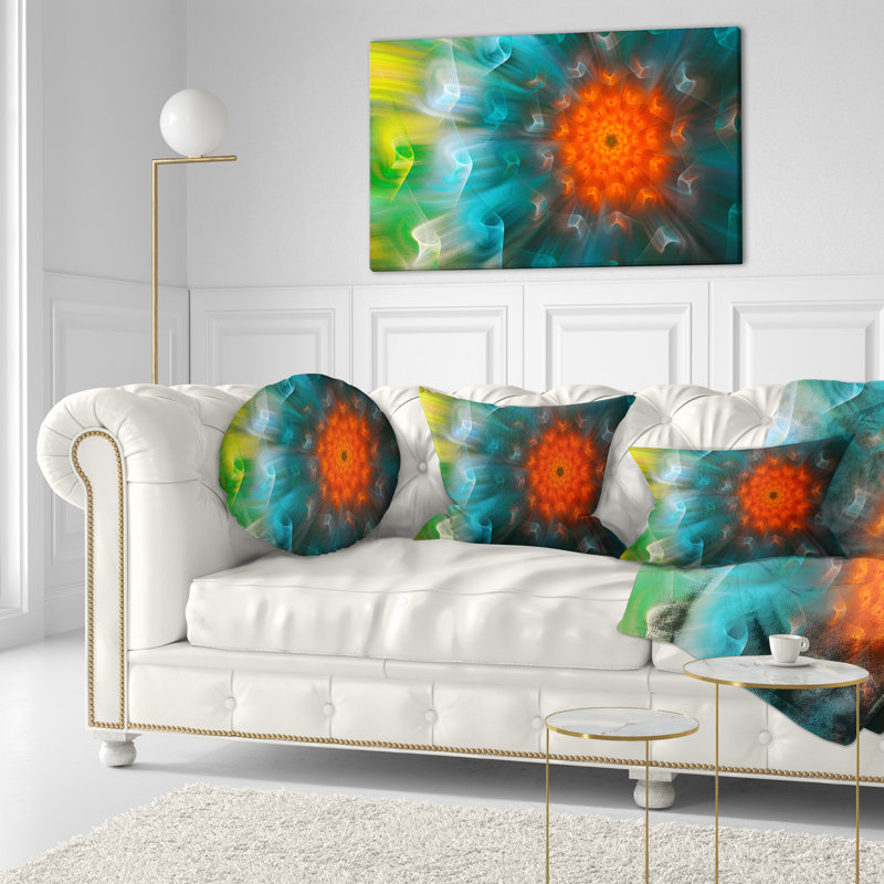 Coussin lombaire à pétales floral fractal pissenlit